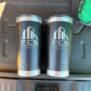 YETI Black Tumblers with Stainless Steel Accents